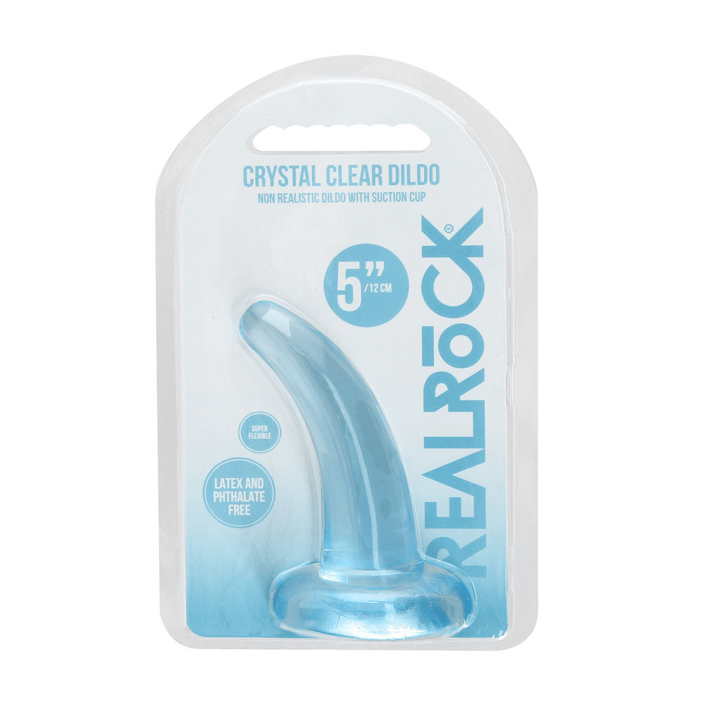 REALROCK Non Realistic Dildo With Suction Cup - 11.5 cm - Blue - Blue 11.5 cm Curved Pegging Dong - REA109BLU