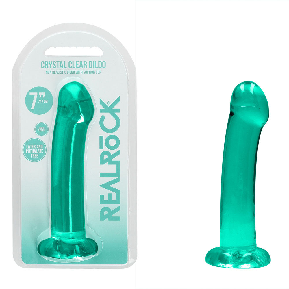 REALROCK Non Realistic Dildo With Suction Cup - 17 cm - Turquoise - Turquoise 17 cm Dong - REA111TUR