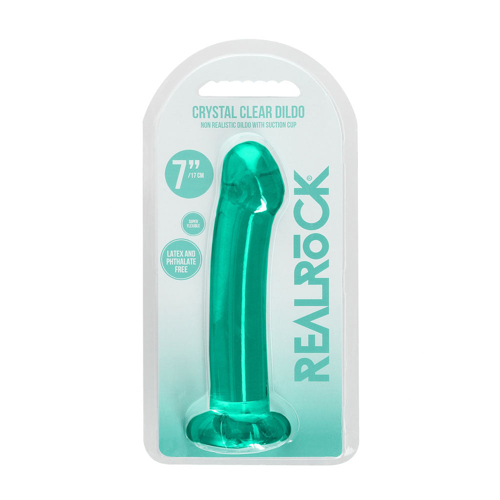 REALROCK Non Realistic Dildo With Suction Cup - 17 cm - Turquoise - Turquoise 17 cm Dong - REA111TUR