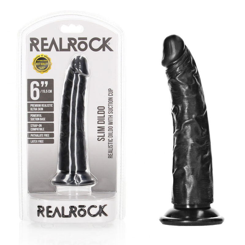 REALROCK Realistic Slim Dildo without Balls - 15.5 cm - Black 15.5 cm (6) Dong-REA113BLK