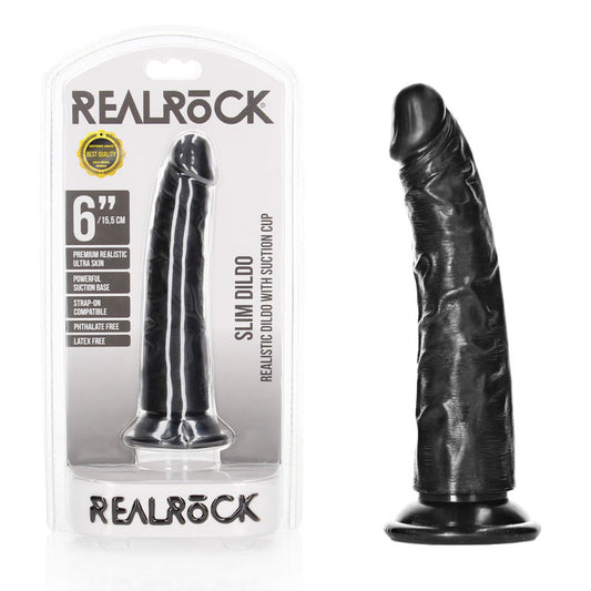 REALROCK Realistic Slim Dildo without Balls - 15.5 cm - Black 15.5 cm (6) Dong-REA113BLK