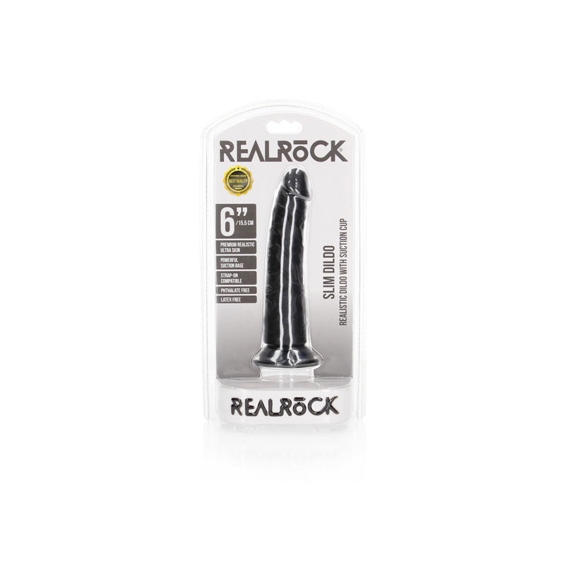 REALROCK Realistic Slim Dildo without Balls - 15.5 cm - Black 15.5 cm (6) Dong-REA113BLK