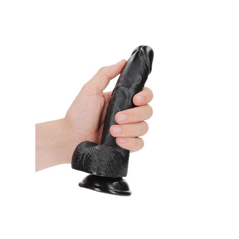 REALROCK Realistic Regular Curved Dong with Balls - 18 cm - Black 18 cm (7) Dong-REA122BLK