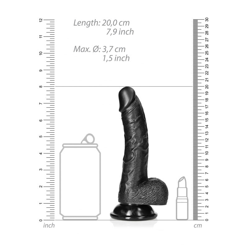 REALROCK Realistic Regular Curved Dong with Balls - 18 cm - Black 18 cm (7) Dong-REA122BLK