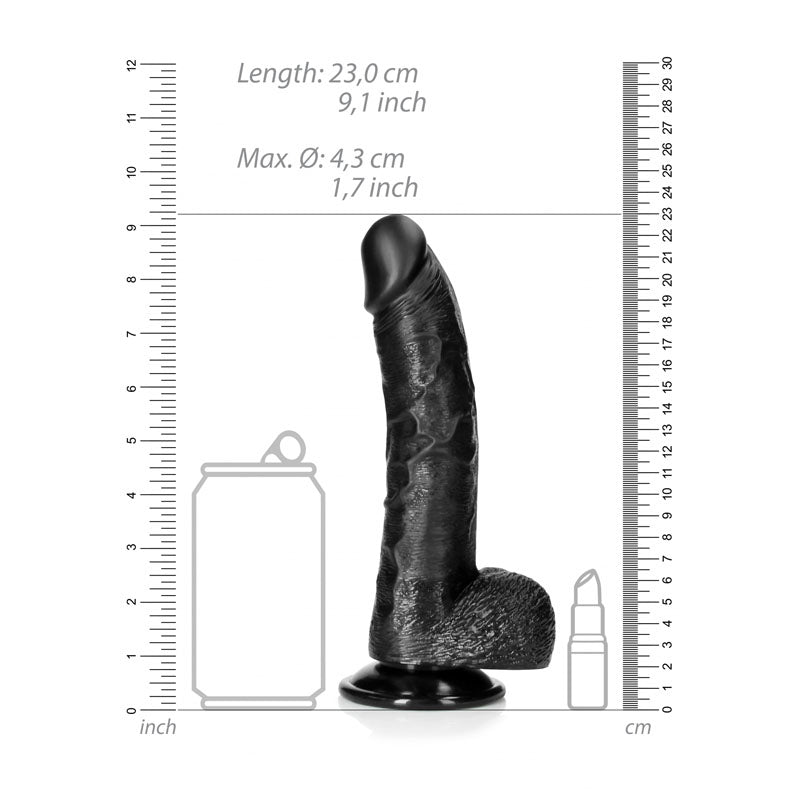 REALROCK Realistic Regular Curved Dong with Balls - 20.5 cm - Black 20.5 cm (8) Dong-REA123BLK