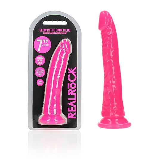 REALROCK 18 cm Slim Glow in the Dark Neon - Pink - Glow in Dark Pink 18 cm (7) Dong-REA142GLOPNK