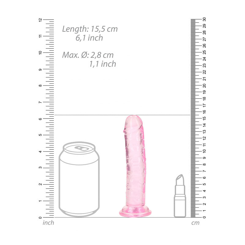 REALROCK 15.5 cm Straight Dildo - Pink - Pink 15.5 cm (6) Dong - REA150PNK