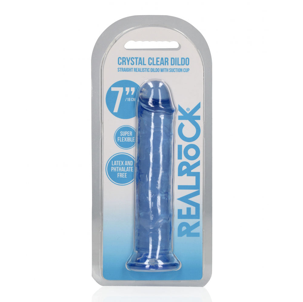 REALROCK 18 cm Straight Dildo - Blue - Blue 18 cm (7) Dong - REA152BLU