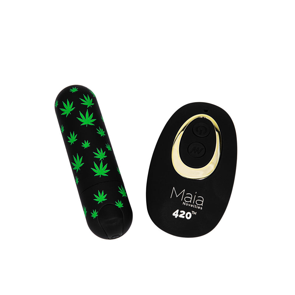 Maia DATE NIGHT 420 PANTY VIBE - S/M - Black S/M 420 Panty with Black USB Rechargeable Bullet & Remote-RM330-LF4-SM