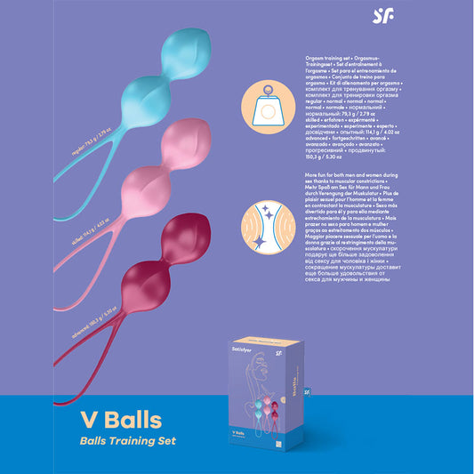 Satisfyer V Balls - Coloured Weighted Kegel Balls - Set of 3-SATLB-H
