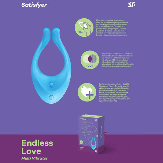 Satisfyer Endless Love - Blue 13 cm USB Rechargeable Couples Stimulator-SATPMF1BLU
