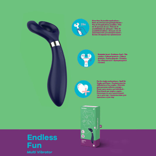 Satisfyer Endless Fun - Blue 23.5 cm USB Rechargeable Stimulator-SATPMF3BLU