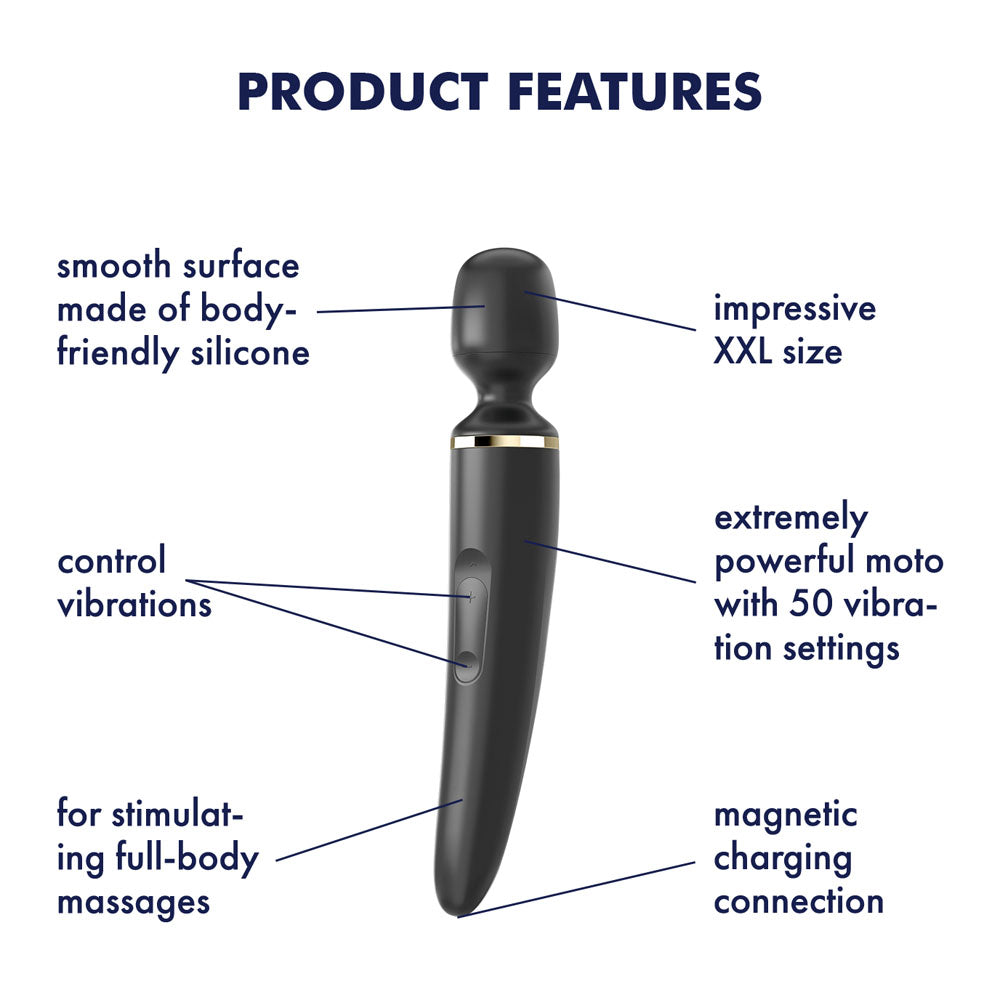 Satisfyer Wand-er Woman - Black USB Rechargeable Massager Wand-SATWAND-BLK