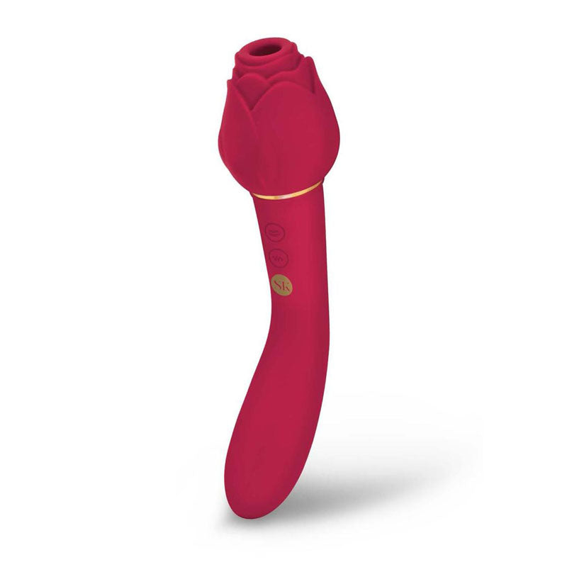 Secret Kisses ROSEGASM TWOSOME - Rose Red 20.3 cm Air Pulsation Stimulator & Vibrator-SK-1028