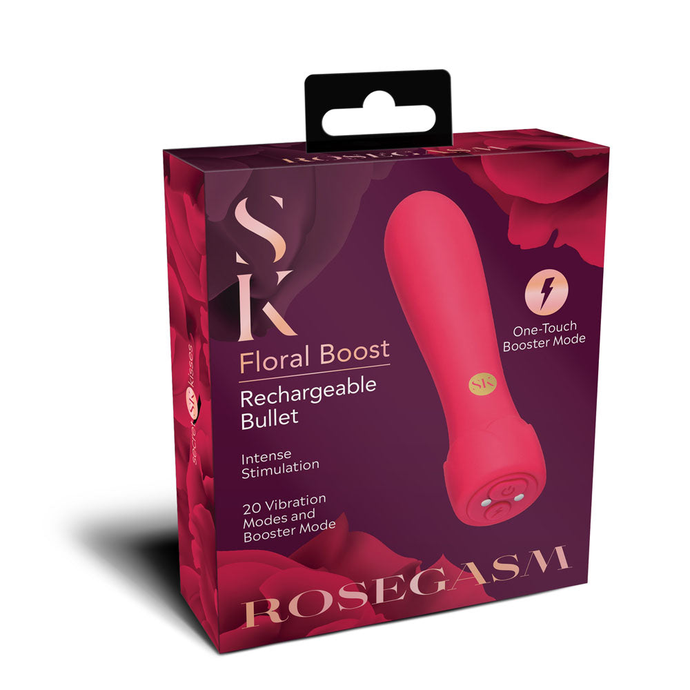 Secret Kisses ROSEGASM Floral Boost Bullet - Red 10.8 cm USB Rechargeable Bullet - SK1050