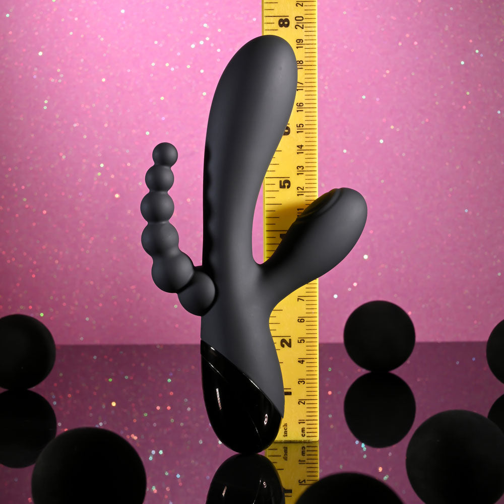 Selopa TRIPLE ACES - Black 19.7 cm USB Rechargeable Triple Stimulator Vibrator-SL-RS-6640-2
