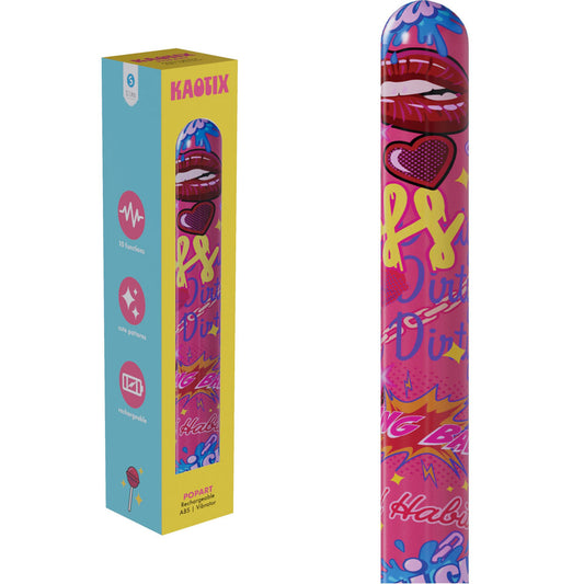 S-LINE Kaotix Pop Art - Pink 17.8 cm USB Rechargeable Vibrator - SLI294PNK