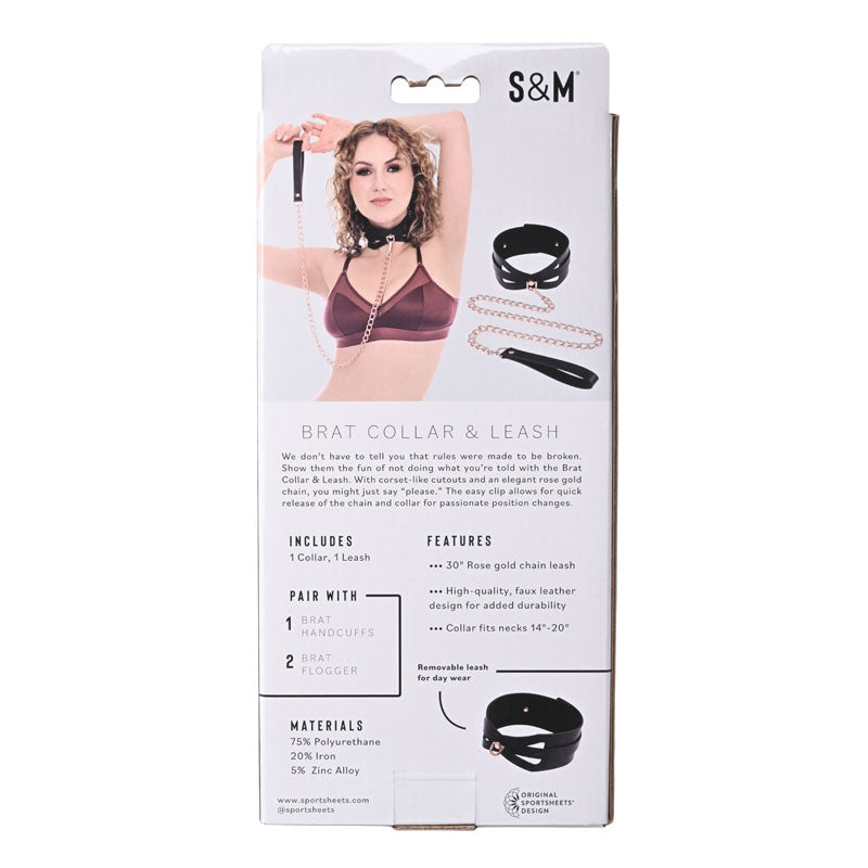 Sex & Mischief Brat Collar & Leash - Rose Gold/Black Restraint-SS09841