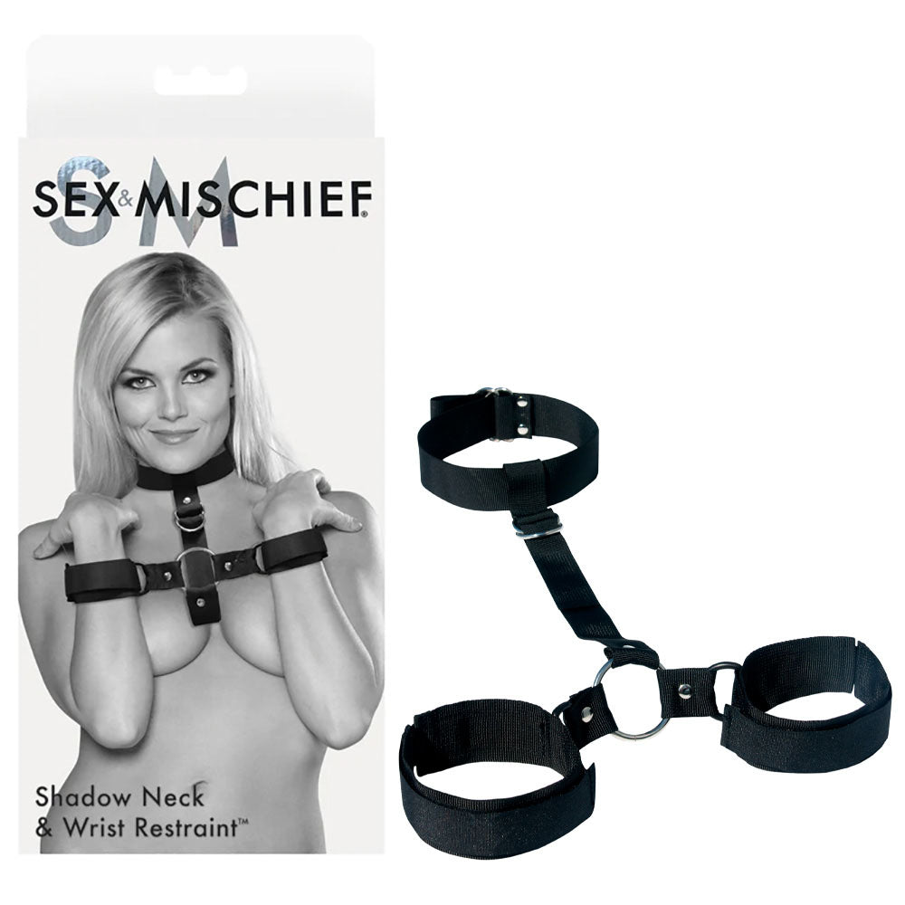 Sex & Mischief Shadow Neck and Wrist Restraint - Black Restraints-SS09910