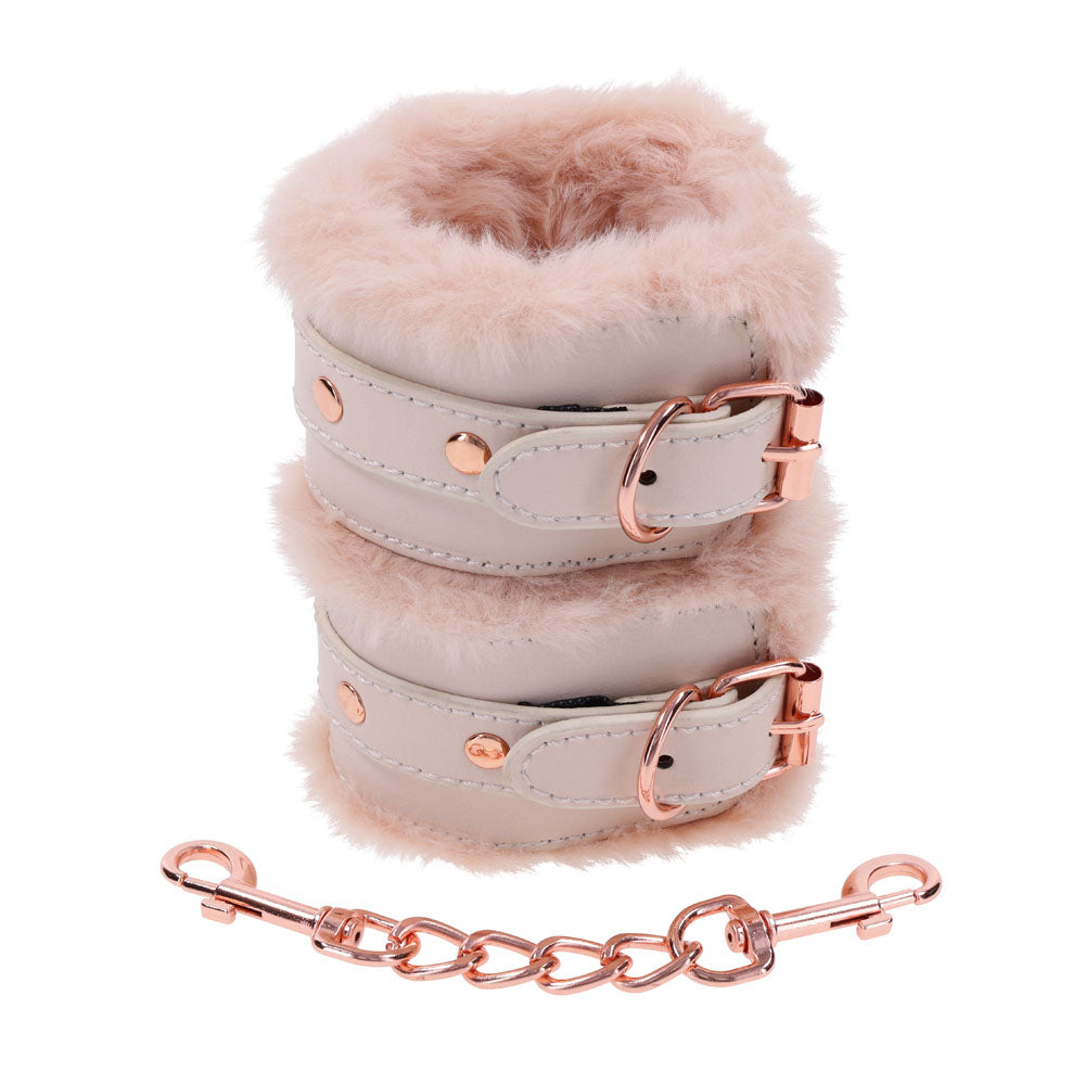 Sex & Mischief Peaches n CreaMe Fur Handcuffs - Peach Restraints-SS09960