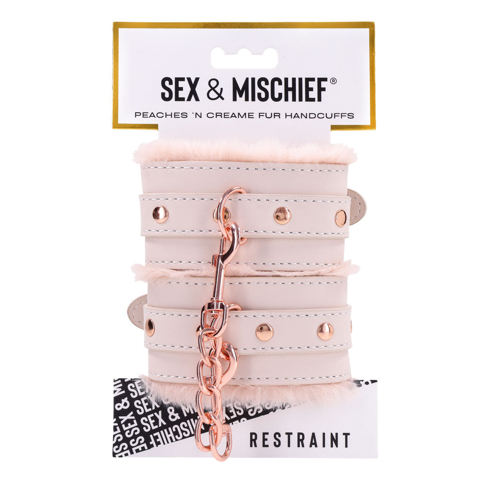 Sex & Mischief Peaches n CreaMe Fur Handcuffs - Peach Restraints-SS09960