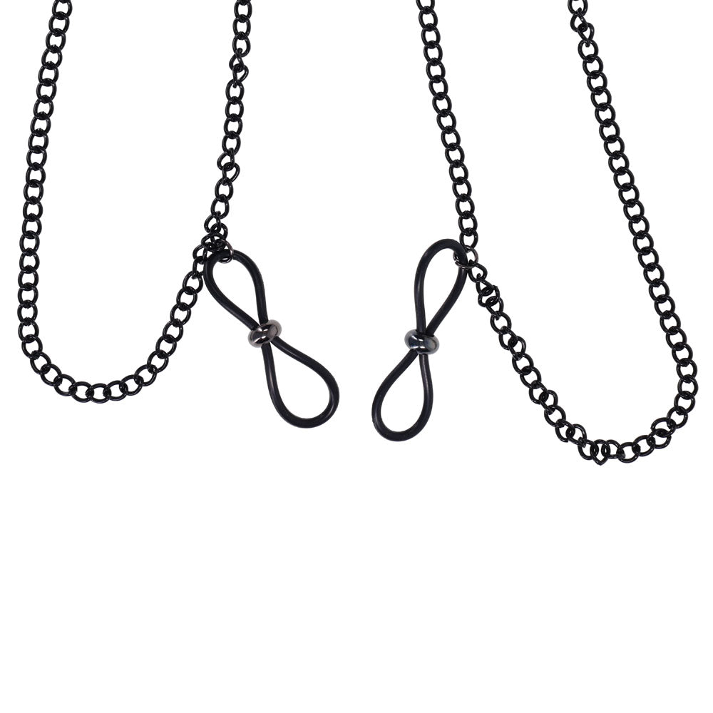 Sex & Mischief Lace Collar with Nipple Ties - Black Neck and Nipple Restraints-SS10104