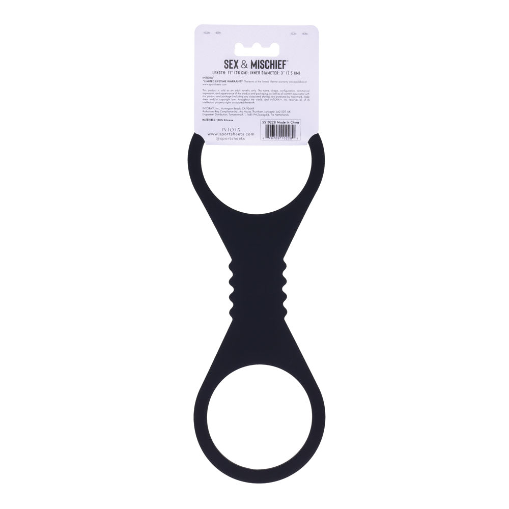 Sex & Mischief Shadow Large Silicone Cuffs - Black Large Restraints-SS10228