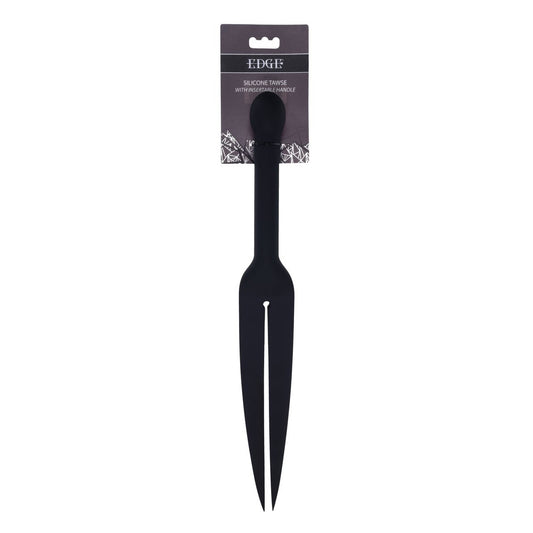 EDGE Silicone Tawse - Black Silicone Tawse Whip with Insertable Handle - SS98057