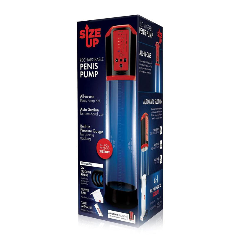Size Up Rechargeable Penis Pump - Clear USB Rechargeable Penis Pump-SU305