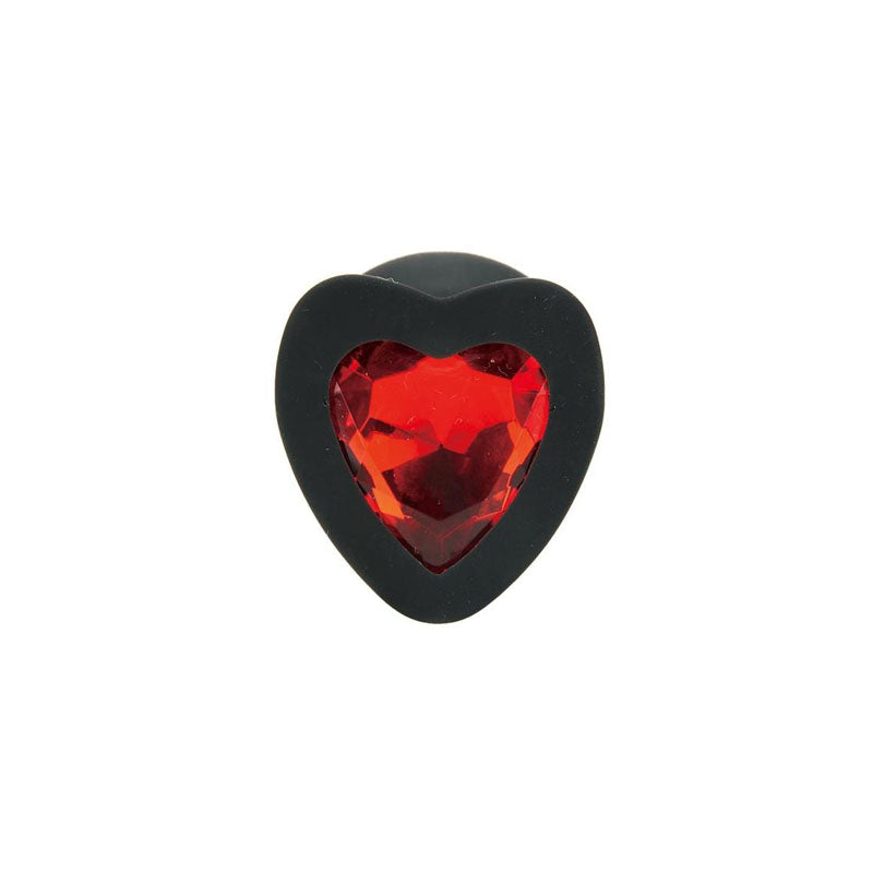 WhipSmart Heartbreaker 3PC Silicone Crystal Heart Anal Training Set - Black Butt Plugs with Heart Gem Bases - Set of 3 Sizes-WS1040