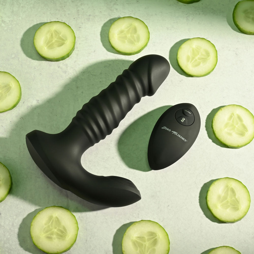 Zero Tolerance STRIKER - Black 16.4 cm USB Rechargeable Thrusting Anal Vibrator with Wireless Remote Control-ZE-RS-4196-2