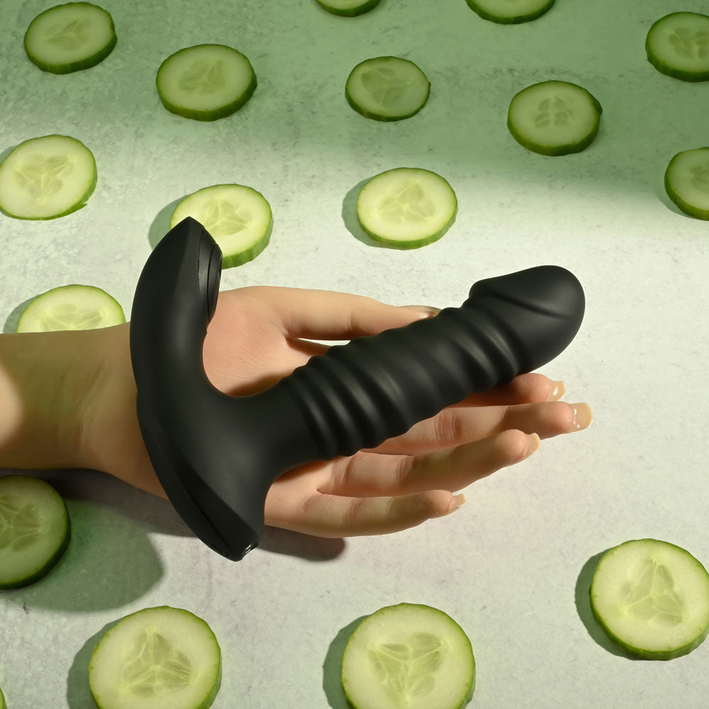 Zero Tolerance STRIKER - Black 16.4 cm USB Rechargeable Thrusting Anal Vibrator with Wireless Remote Control-ZE-RS-4196-2