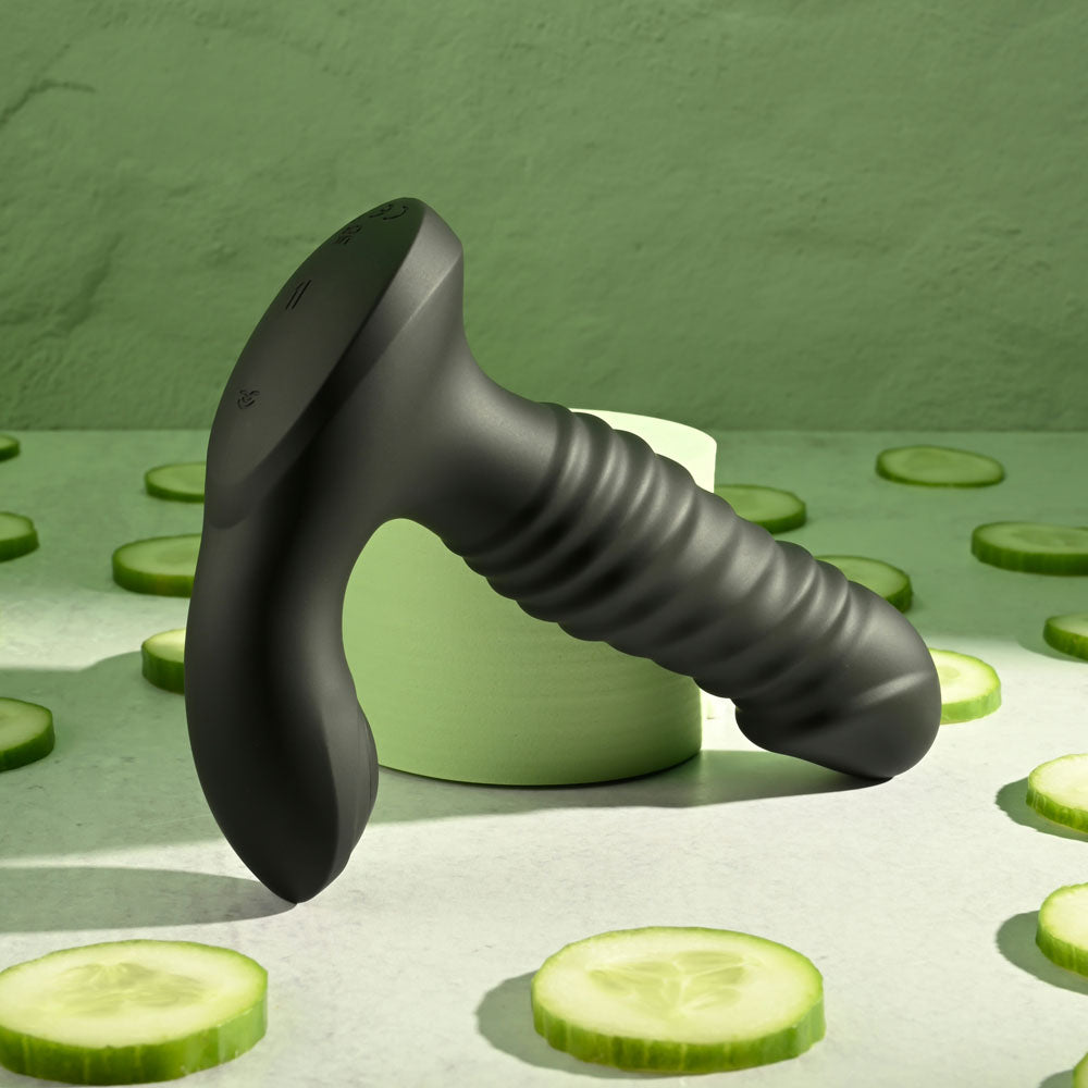 Zero Tolerance STRIKER - Black 16.4 cm USB Rechargeable Thrusting Anal Vibrator with Wireless Remote Control-ZE-RS-4196-2