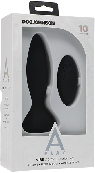 Vibe - Experienced - Rechargeable Silicone Anal Plug With Remote (Black)-0300-05-BX