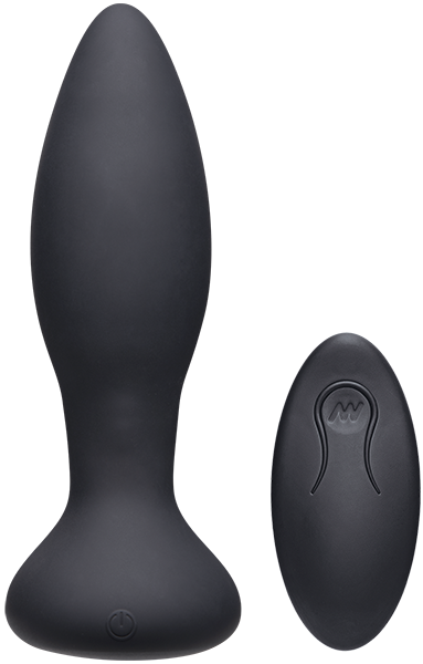 Vibe - Experienced - Rechargeable Silicone Anal Plug With Remote (Black)-0300-05-BX