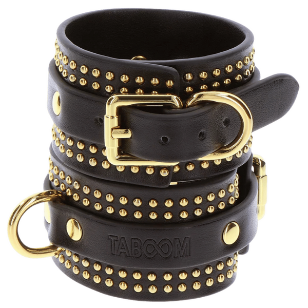 Studded Wrist Cuffs Set (Black)-17420-BLACK