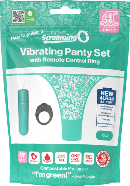 Vibrating Panty Set W/ Remote Ring 4t High Pitch Treble (Kiwi)-4TPNT-KW