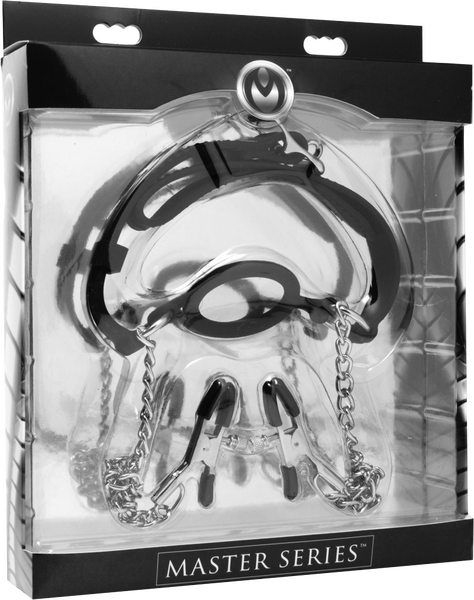 Mutiny Silicone O-Ring Gag With Nipple Clamps-AD770