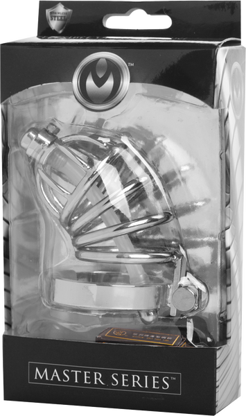 Stainless Steel Chastity Cage With Silicone Urethral Plug-AD775