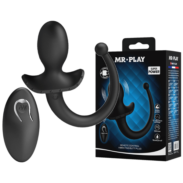 Remote Control Vibrating Butt Plug Tail (Black)-BI-040195W
