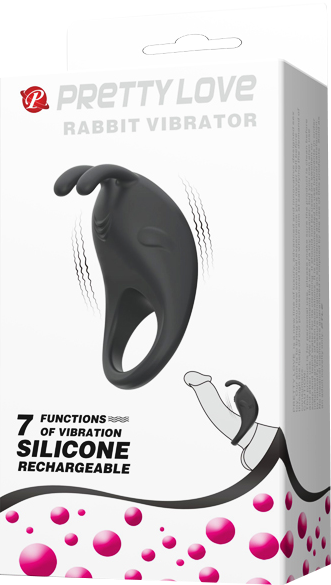 Rechargeable Rabbit Vibrator Cockring (Black)-BI-210152