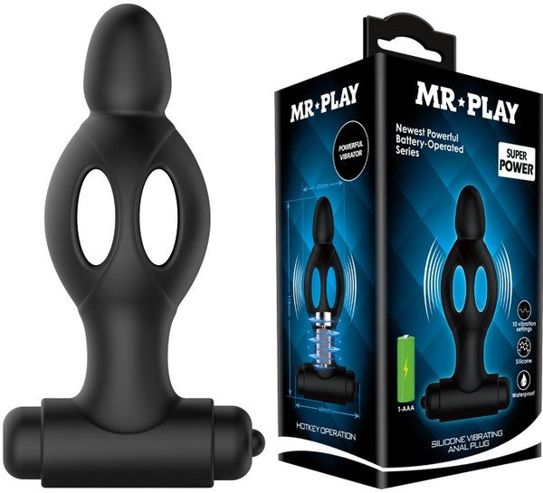 Silicone Vibrating Anal Plug (Black)-BI-210214-MR