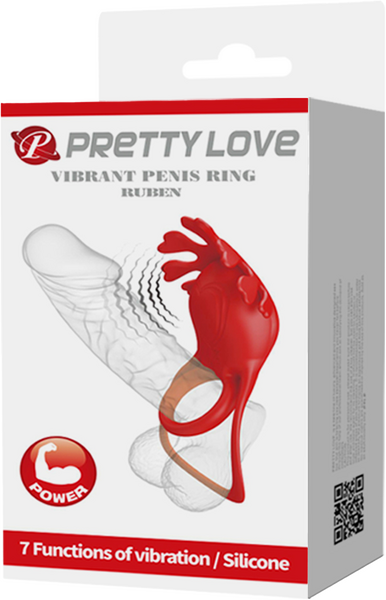 Rechargeable Vibrating Cock Ring Ruben (Red)-BI-210311