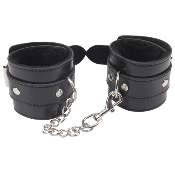 Obey Me Leather Hand Cuffs (Black)-CN-632185552