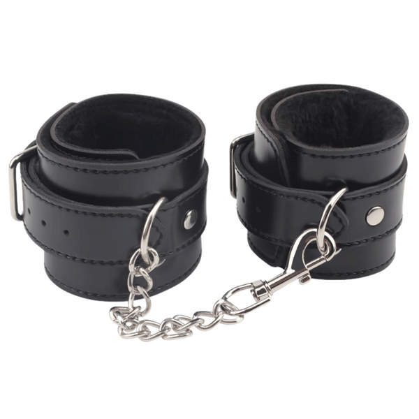 Obey Me Leather Ankle Cuffs (Black)-CN-632185572