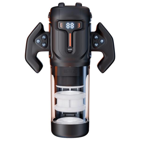 Turbo - Thrusting &amp; Rotating Male Masturbator (Black)-JE-F027