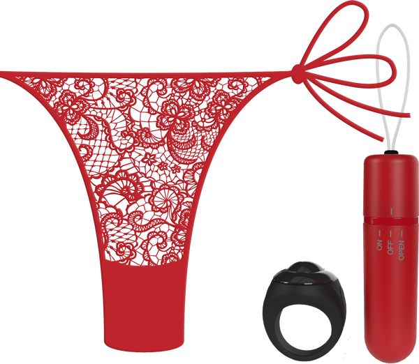 Vibrating Panty Set W/ Remote Ring 4t High Pitch Treble (Red)-4TPNT-R