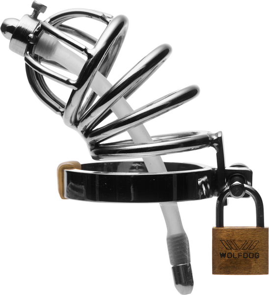 Stainless Steel Chastity Cage With Silicone Urethral Plug-AD775