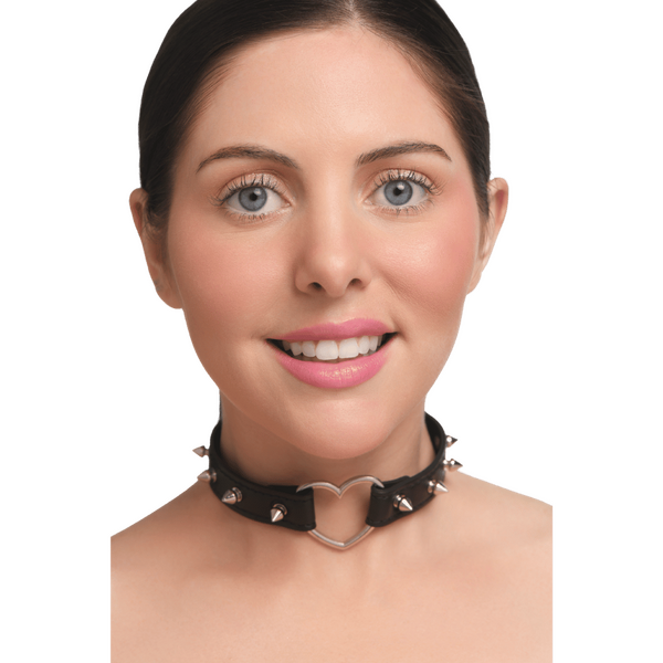 Spiked Heart Choker (Black)-AH523-BLACK