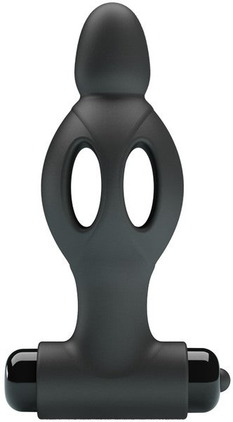 Silicone Vibrating Anal Plug (Black)-BI-210214-MR
